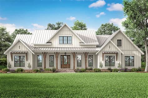 metal roof house with 2 car garage in front|Open Concept Modern Farmhouse with 2 Bedrooms and a 2.